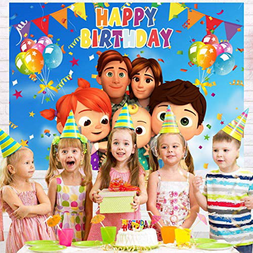 Cocomelon Family Backdrop Boys Birthday Party Baby Shower Photo Background Decor 